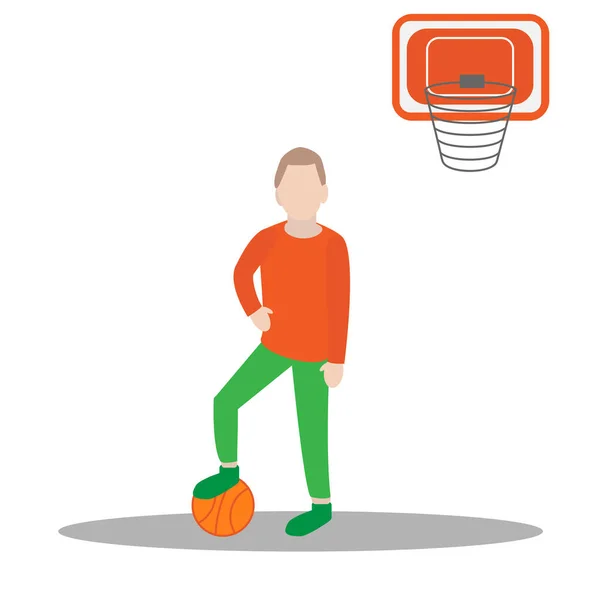Basketbol Tutan Bir Çocuğun Vektör İllüstrasyonu. Topun içindeki çocuk..