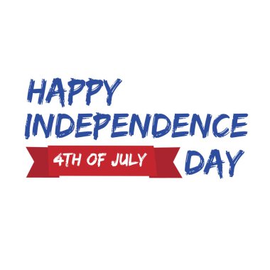 Amerika 'nın Bağımsızlık Günü Kartı kutlu olsun. 4 Temmuz. Beyaz arkaplanda vektör illüstrasyonu.