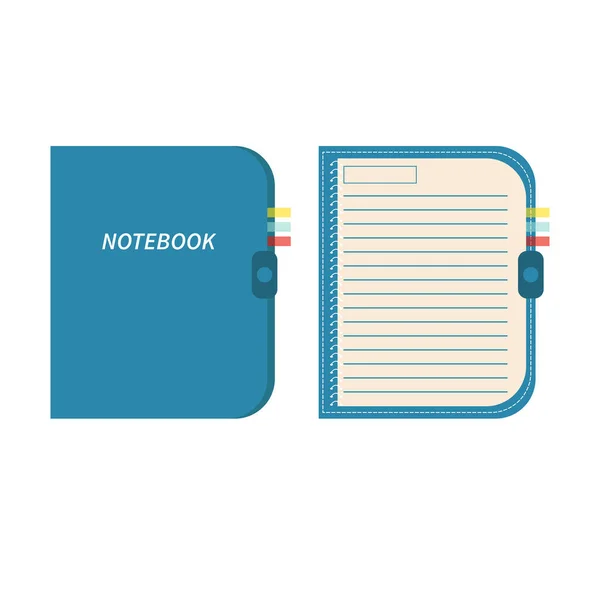 Ilustração Vetorial Notebook Forrado Branco Sobre Fundo Branco — Vetor de Stock
