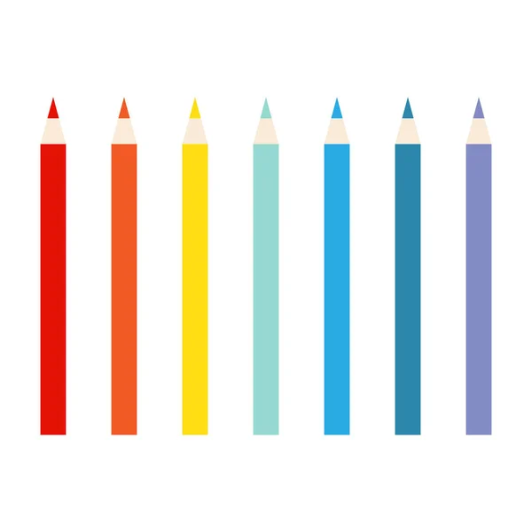 Conjunto Diez Lápices Colores Sobre Fondo Blanco Ilustración Vectorial — Vector de stock