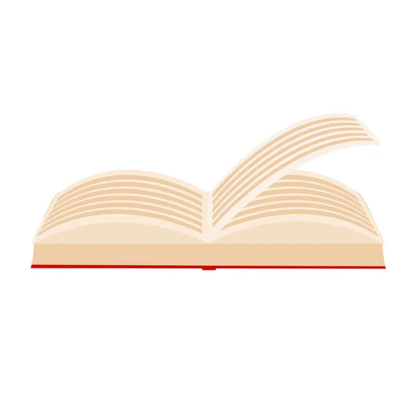 Roter Einband Aufgeschlagenes Buch Mit Seiten Die Auf Weißem Hintergrund — Stockvektor