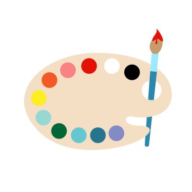 Beyaz arkaplan vektör illüstrasyonunda paletli boya fırçası.