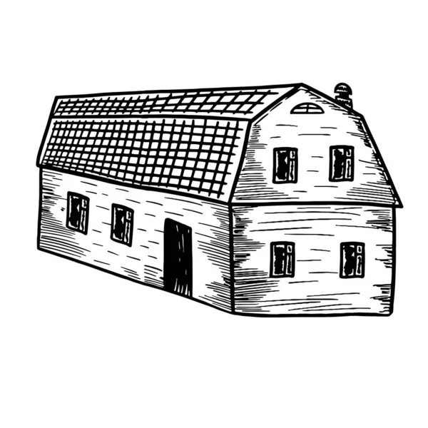 家の建築のスケッチ 無料の手ベクトルイラストを描く 外形スケッチ 外観家の視点 — ストックベクタ