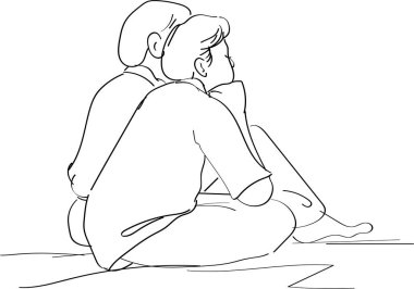 vektörle çizen düşünen bir çocuk çizgisi