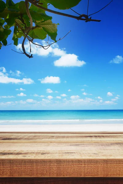 Praia Tropical Fundo Vazio Madeira Verão — Fotografia de Stock