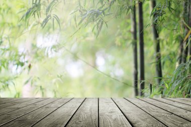 Boş ahşap ve bulanık doğa bambu ormanları..