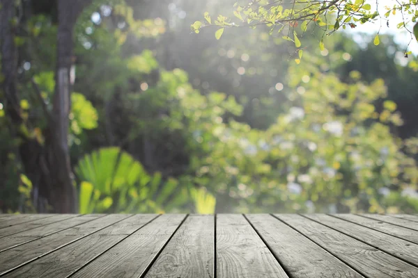 Houten Lege Wazig Frisse Groene Natuur Tuin Achtergrond — Stockfoto