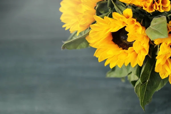 Herbst Hintergrund Mit Schönen Sonnenblumen Draufsicht — Stockfoto