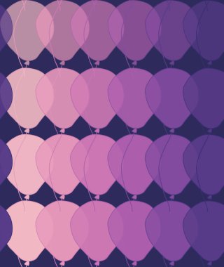 Mor hava balonlarının kusursuz yinelenen deseni
