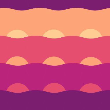 Dalgalı çizgilerin ve yarım dairelerin soyut ve pürüzsüz tekrarlayan deseni