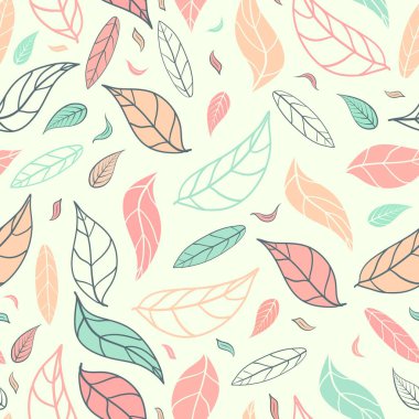 Yeşil, kırmızı ve turuncu yaprakların kusursuz yinelenen deseni