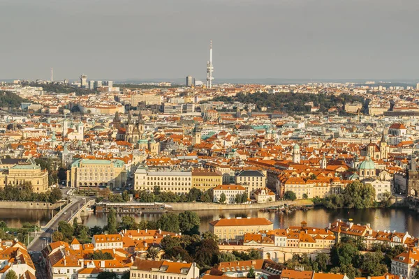 Luftpostkartenaufnahme Von Prag Tschechien Prag Panorama Schöne Sonnige Landschaft Der — Stockfoto