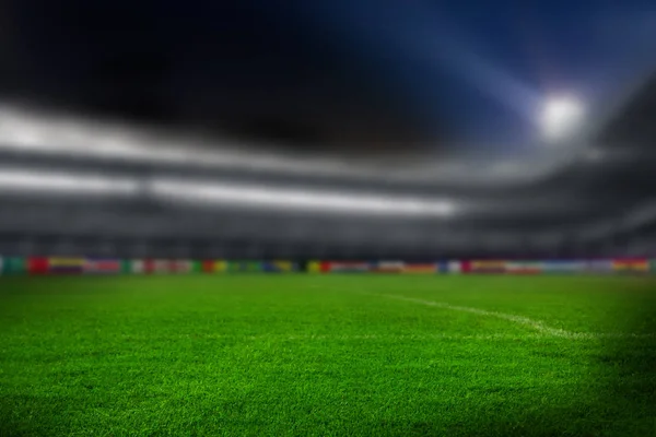 緑のサッカー スタジアムのクローズ アップ — ストック写真