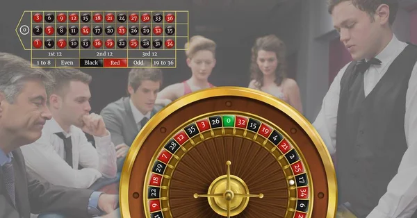 Komposit Digital Roda Roulette Dan Kasino — Stok Foto