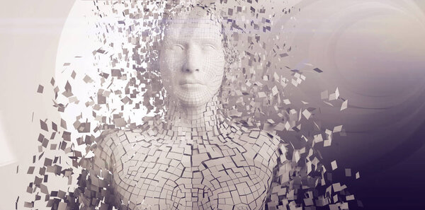 Изображение трехмерного человека в пикселях
