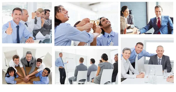 Composto Digital Colagem Reunião Negócios Trabalho Equipe — Fotografia de Stock