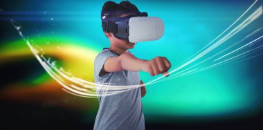 Sanal gerçeklik kulaklık kullanarak çocuk 