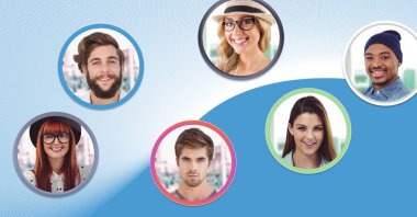 Profil insanlar baloncuklar dijital bileşik