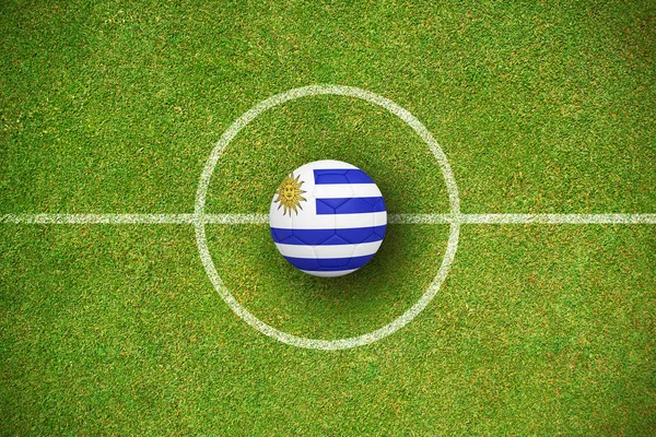 Футбол Уругвайських Кольорах Зеленому Тлі — стокове фото