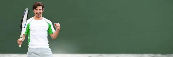 Цифровая Комедия Теннисиста Зеленым Фоном Рейнджерами — стоковое фото