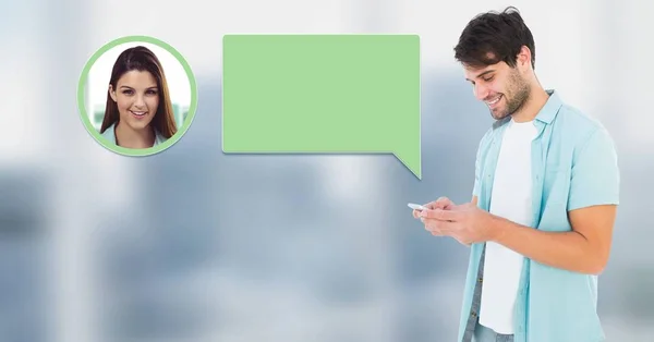 Sohbet Kabarcık Profil Mesajlaşma Telefonu Kullanan Adam Dijital Bileşik — Stok fotoğraf