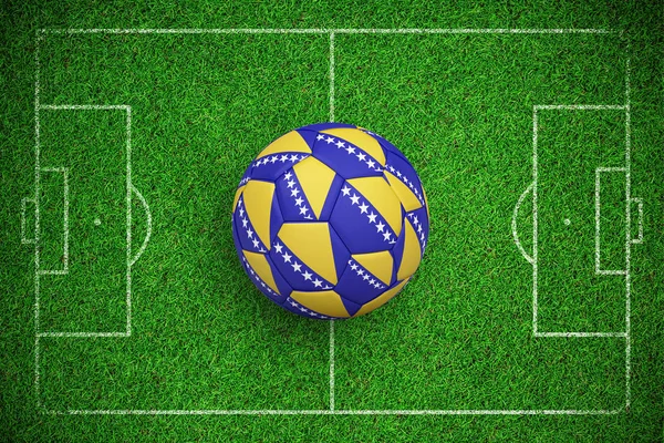 Fußball Bosnischen Farben Gegen Nahsicht Auf Astrorasen — Stockfoto