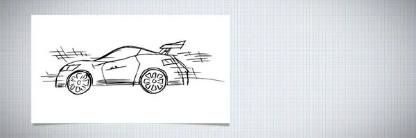 Composite Numérique Croquis Dessin Main Voiture — Photo