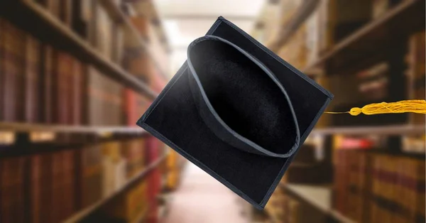 Mezuniyet Şapka Eğitim Kütüphane Dijital Bileşik — Stok fotoğraf