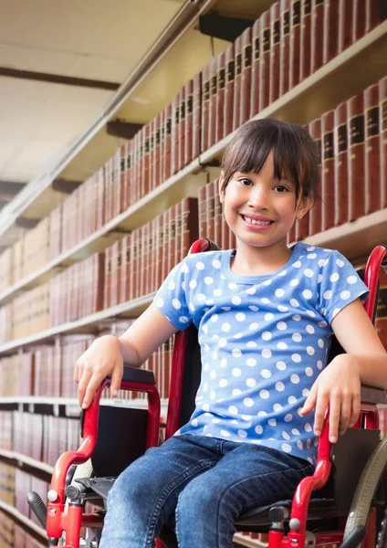 Digitální Složený Zakázáno Školačku Pedagogické Knihovně Invalidním Vozíku — Stock fotografie