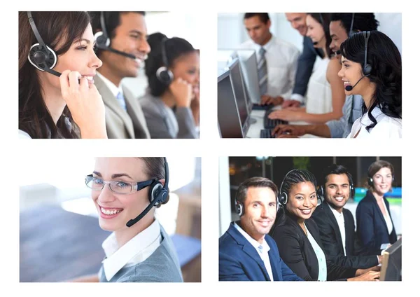 Digitaler Verbund Der Collage Des Kundenservice Helferteams Call Center — Stockfoto