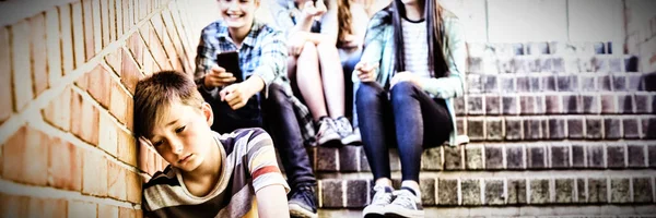 Vrienden Van School Pesten Een Trieste Jongen School Gang School — Stockfoto