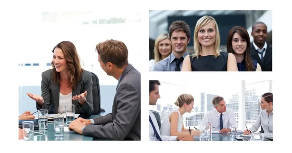 Digitale Zusammensetzung Von Teamwork Business Meeting Collage — Stockfoto