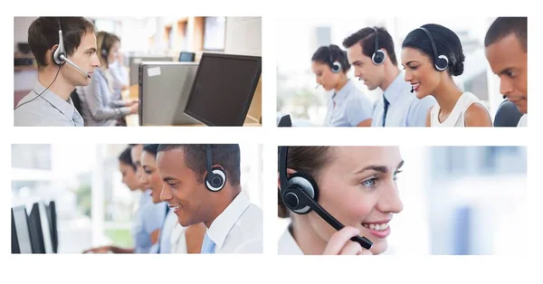 Digital composite of Collage of Customer Service help team in call center