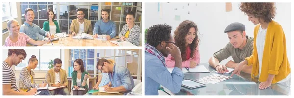 Digital Composite Teamwork Meeting Collage — Stock Photo, Image