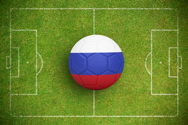 Futebol Cores Russas Contra Fundo Verde — Fotografia de Stock