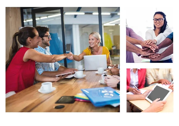 Digitales Zusammenspiel Von Teamwork Meeting Collage — Stockfoto