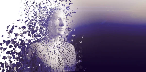 Gri pixelated 3d adamın dijital bileşik görüntü