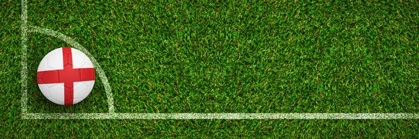 Piłka Nożna Anglii Kolory Przeciwko Zielona Trawa — Zdjęcie stockowe