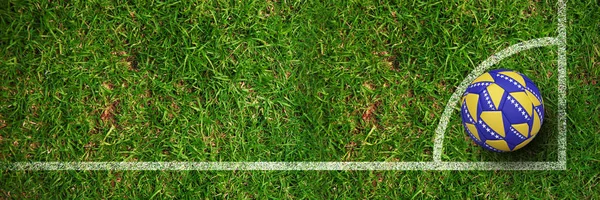 Voetbal Bosnische Kleuren Tegen Gras — Stockfoto