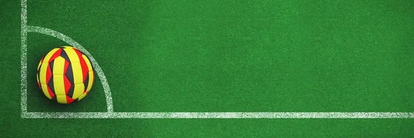Ποδόσφαιρο Στην Βελγική Χρώματα Ενάντια Μαύρο Και Άσπρο Ποδοσφαίρου Γωνία — Φωτογραφία Αρχείου