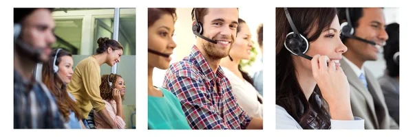 Digitale Composiet Van Collage Van Help Klantenservice Callcenter — Stockfoto