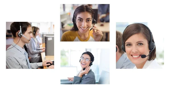 Digitaler Verbund Der Collage Des Kundenservice Helferteams Call Center — Stockfoto