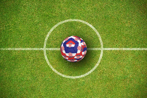 Voetbal Kroatië Kleuren Tegen Een Groene Achtergrond — Stockfoto