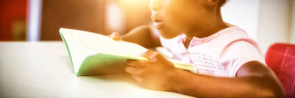 Mädchen Liest Ein Buch Klassenzimmer — Stockfoto