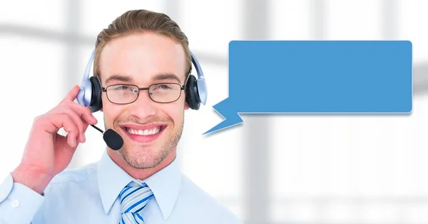 Digitale Composiet Van Customer Service Man Met Praatjebel — Stockfoto