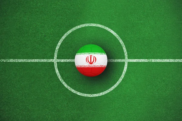Fotbal Íránu Barvách Proti Fotbalové Pole Plán — Stock fotografie