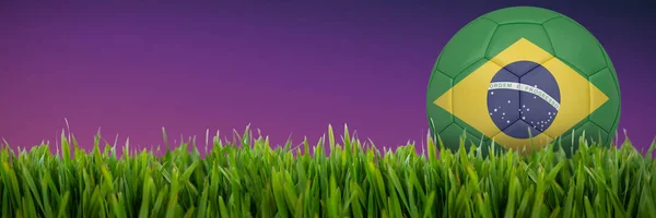 Football Brasil Colours Close Grass Mat — Stock Photo, Image