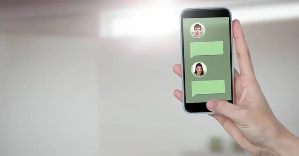 数字复合的短信应用电话在手与聊天配置文件 — 图库照片