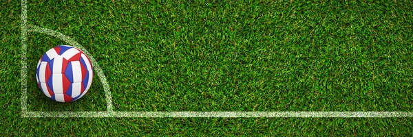 Voetbal Franse Kleuren Tegen Groen Gras — Stockfoto