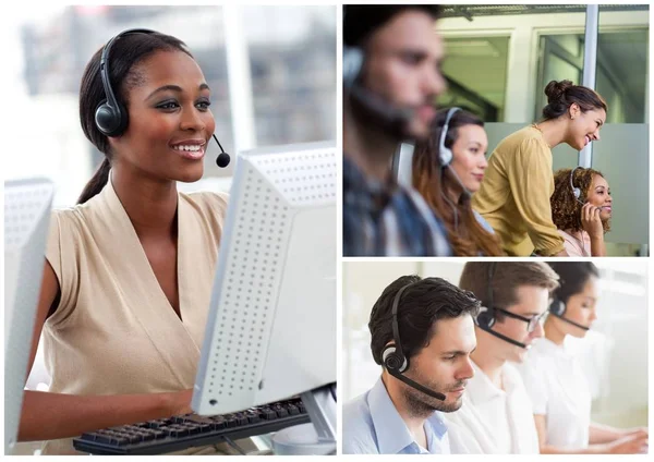 Digitaler Verbund Der Collage Des Kundenservice Helferteams Call Center — Stockfoto